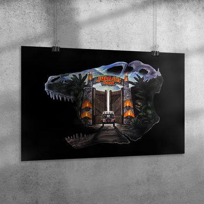 JP T-rex skull by Bobby Zee 24x36in. poster print