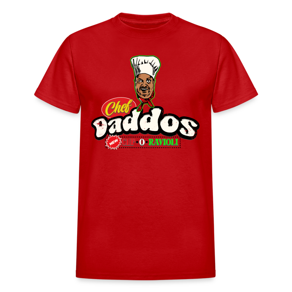 Ravioli Chef Daddos Gildan Ultra Cotton Adult T-Shirt Nighttime Nugget Theater - red