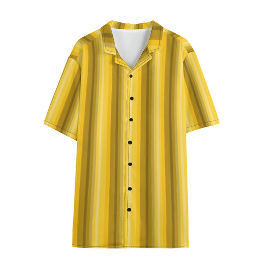Mustard Stripes Dudes Button Down Hawaiian Shirt