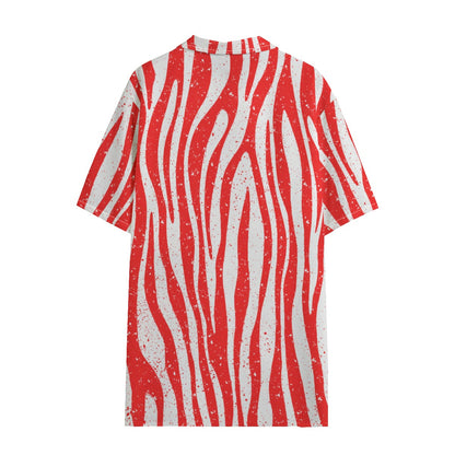 Peppermint Zebra Dudes Button Down Hawaiian Shirt