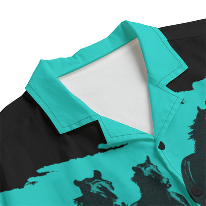 Teal Rider Dudes Western Button Down Shirt |115GSM Cotton poplin