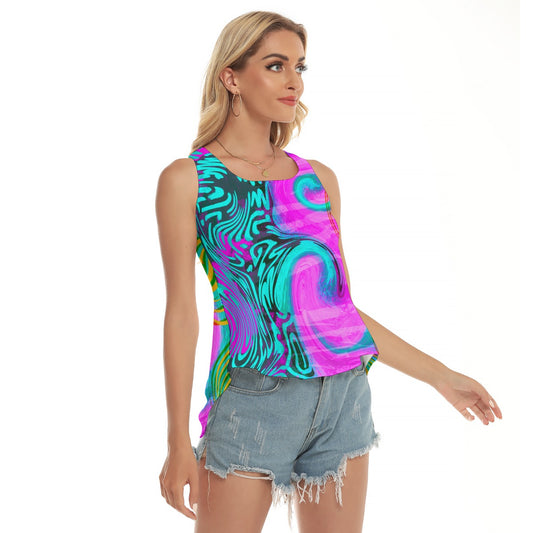 Groovy Glow Ladies Hollow Back Yoga Top