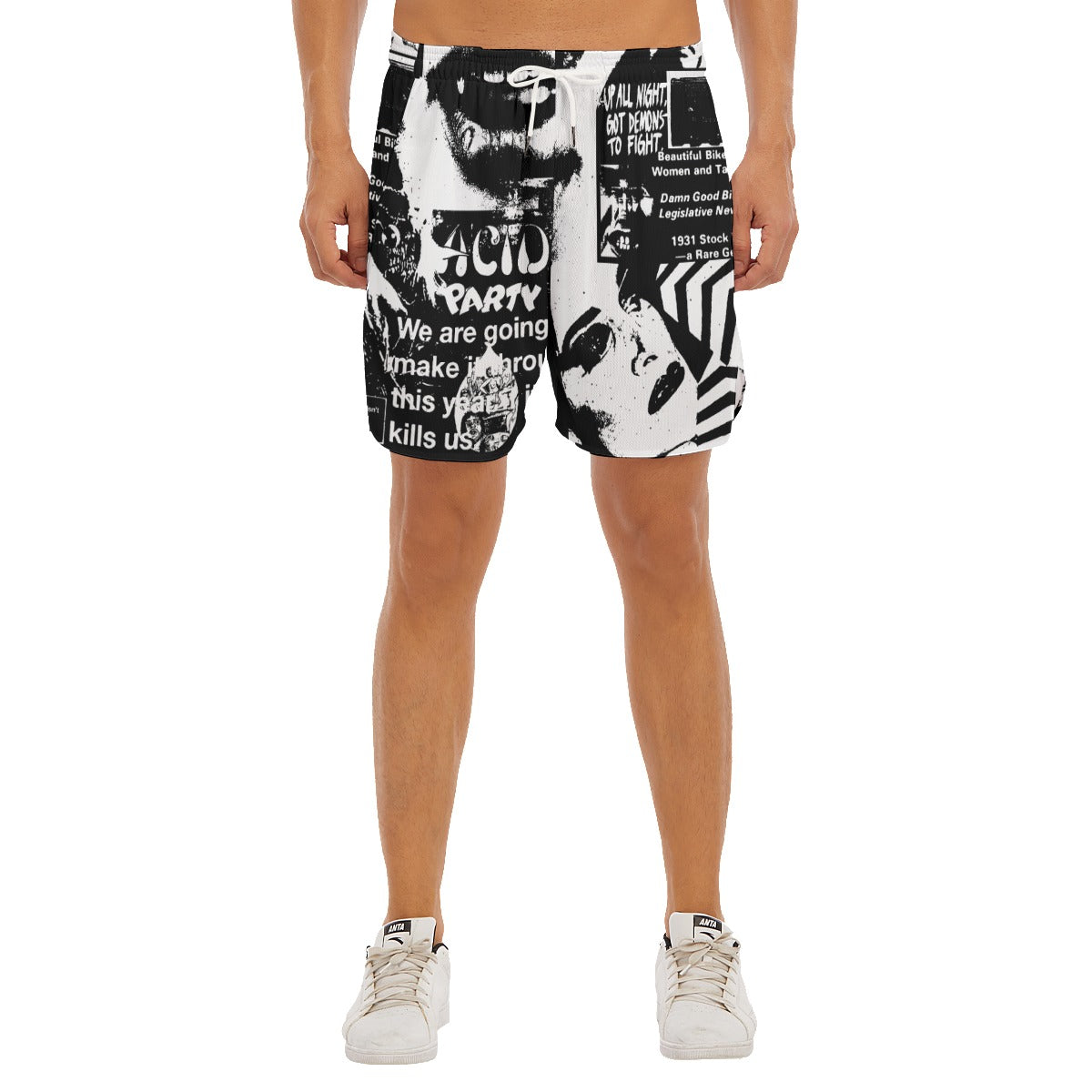 Vintage Vampire Dudes Drawstring Chill Gym Shorts