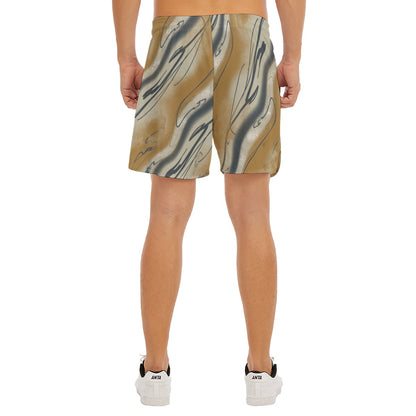 Creamy Caramel Fog Dudes Drawstring Chill Gym Shorts